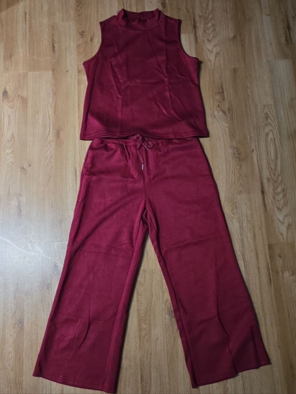 Aranbess Amazon Women's Wide-Leg Lounge Set - Burgundy
